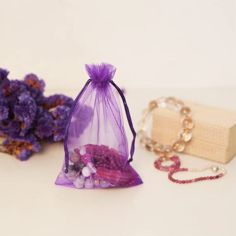 HRX Package 100pcs Organza Bags, 4 x 6 inches Christmas Wedding Favors Gift Drawstring Bags Jewelry Pouches Candy Pouches(Purple) - Image 4